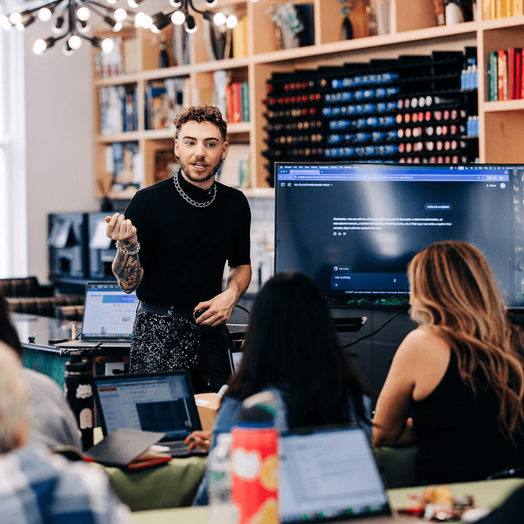 Hunter Donia teaching stylists
