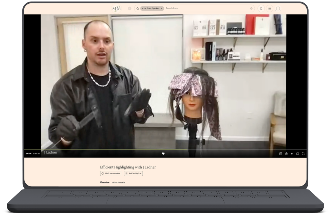 Expert guest speaker classes — hair technique and business education