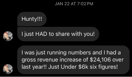 Stylist testimonial screenshot