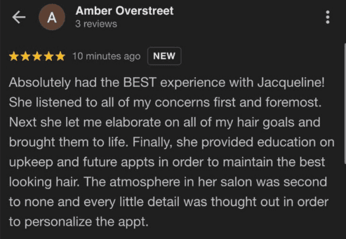 Stylist testimonial screenshot