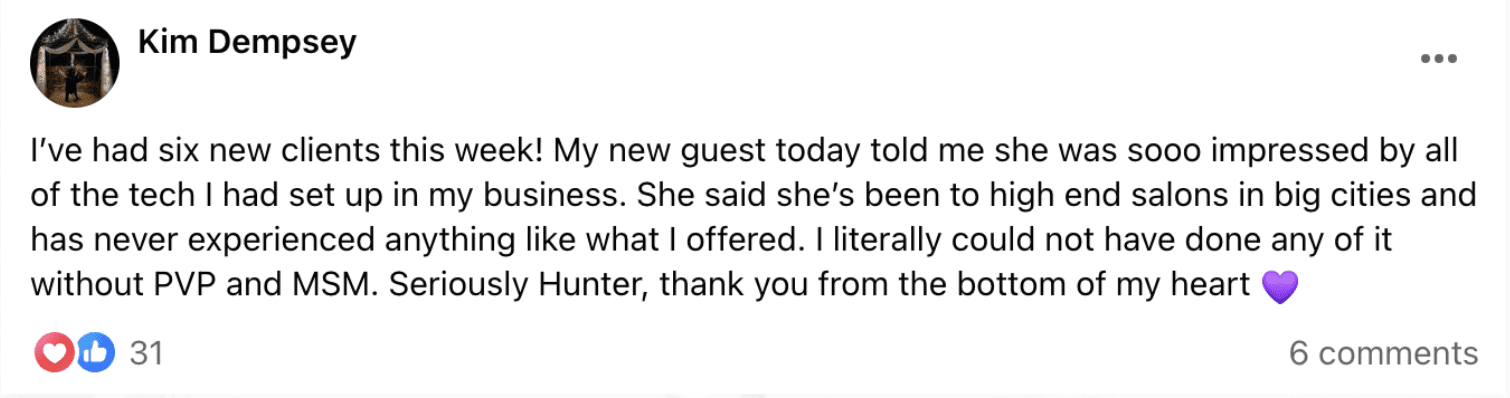 Stylist testimonial screenshot