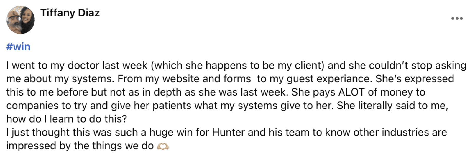 Stylist testimonial screenshot